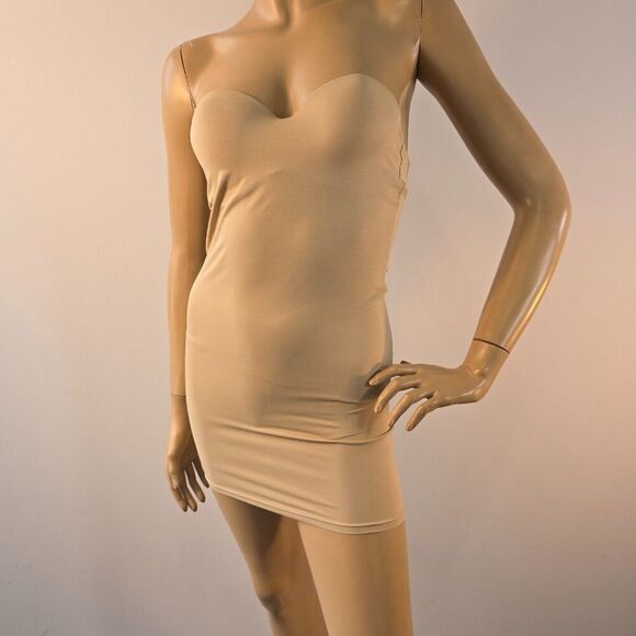 Flexees Shapewear Singlet Slip Bodysuit 34A Beige Strapless - Picture 1 of 5